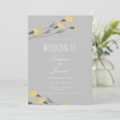 Invitation Fleur sauvage dessinée à la main Mariage gris bota (Debout devant)