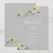 Invitation Fleur sauvage dessinée à la main Mariage gris bota (Devant / Derrière)