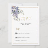 Invitation Fleur sauvage d'été bleu lavande RSVP (Devant)