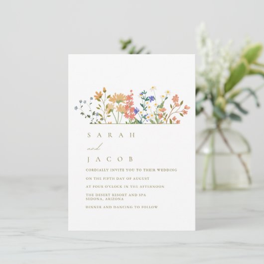 Invitation Fleur sauvage d'été Boho Mariage (Debout devant)