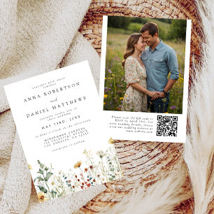 Invitation Fleur sauvage d'été Champ QR Code Mariage Photo