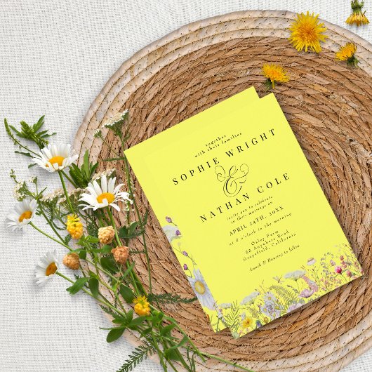 Invitation Fleur sauvage d'été du printemps Lemon Mariage de