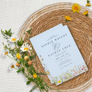 Invitation Fleur sauvage d'été du printemps Mariage Boho bleu