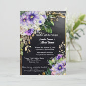 Invitation Fleur sauvage d'été élégant noir violet aquarelle (Debout devant)