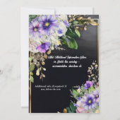 Invitation Fleur sauvage d'été élégant noir violet aquarelle (Dos)