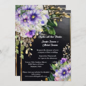 Invitation Fleur sauvage d'été élégant noir violet aquarelle (Devant / Derrière)