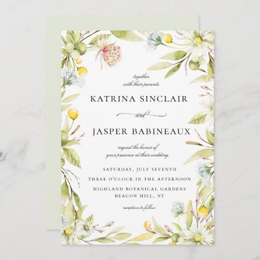 Invitation Fleur sauvage d'été Floral Frame Mariage (Devant / Derrière)