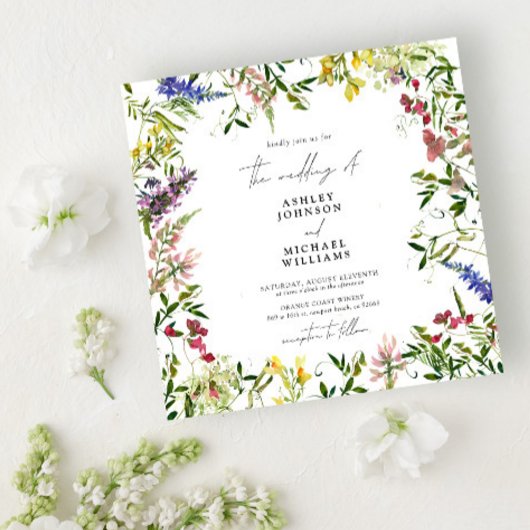 Invitation Fleur sauvage d'été moderne Mariage Carré