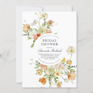 Invitation Fleur sauvage d'été Peach Blush Fête des mariées f