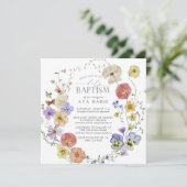 Invitation Fleur sauvage d'été printemps aquarelle Baptême (Debout devant)