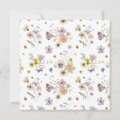 Invitation Fleur sauvage d'été printemps aquarelle Baptême (Dos)