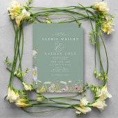 Invitation Fleur sauvage d'été Sage Green Boho Mariage