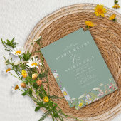Invitation Fleur sauvage d'été Sage Green Boho Mariage