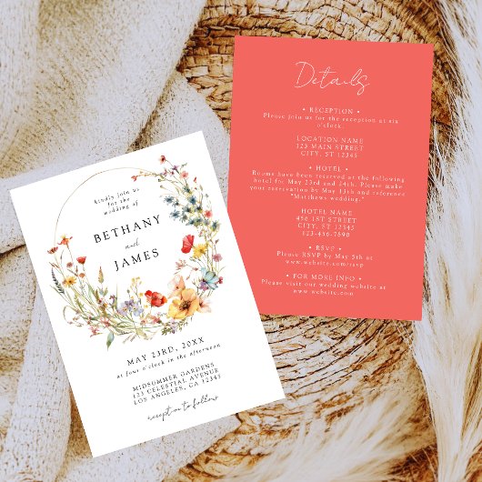 Invitation Fleur sauvage d'été tout en un Mariage