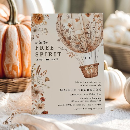 Invitation Fleur sauvage d'Halloween Boho Fall Ghost Baby sho