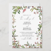 Invitation Fleur sauvage d'hiver Berry Mariage aquarelle (Devant)