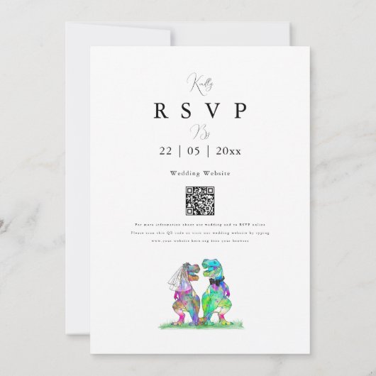 Invitation Fleur sauvage Dinosaur Thème Mariage (Dos)