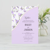 Invitation Fleur sauvage d'or lilas de printemps boho mariage (Debout devant)