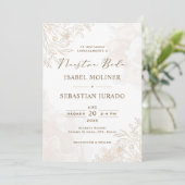 Invitation Fleur sauvage d'or Nuestra Boda Mariage espagnol (Debout devant)