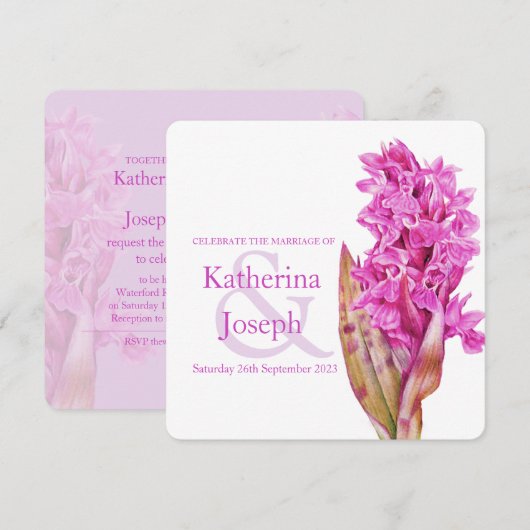 Invitation Fleur sauvage d'orchidée aquarelle carré invitatio (Devant / Derrière)