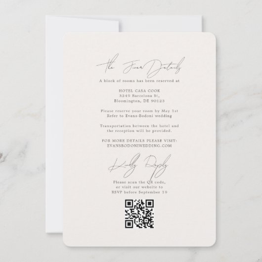 Invitation Fleur sauvage double arc Ivor RSVP QR Code Mariage (Dos)