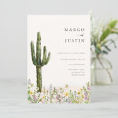 Invitation Fleur sauvage du désert Cactus Mariage (Debout devant)