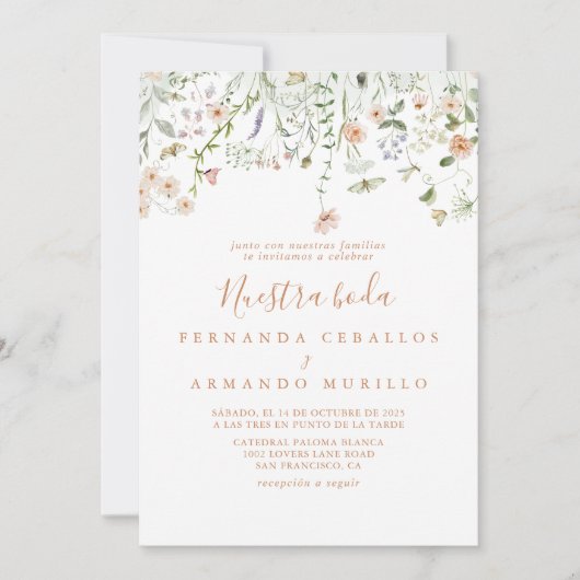 Invitation Fleur sauvage du jardin d'automne Nuestra Boda Mar (Devant)