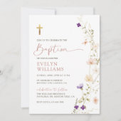 Invitation Fleur sauvage du printemps Baptême et baptême (Devant)