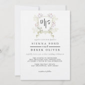 Invitation Fleur sauvage Dusky Monogram Crest Mariage (Devant)