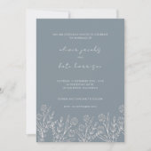 Invitation Fleur sauvage Dusty bleu avant et blanc Mariage ar (Devant)