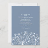 Invitation Fleur sauvage Dusty Blue Elegant Boho Fête des mar (Devant)