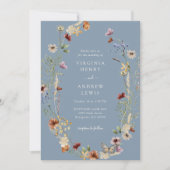 Invitation Fleur sauvage Dusty Mariage bleu (Devant)