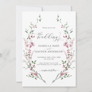 Invitation Fleur sauvage Dusty Rose tout en un Mariage de cod