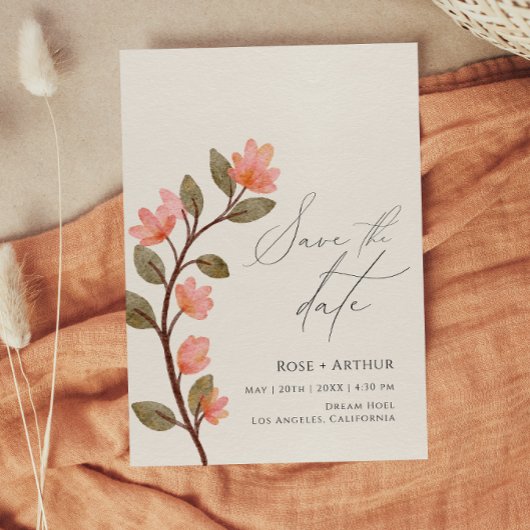 Invitation Fleur Sauvage Écriture Save The Date