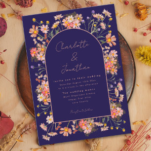 Invitation Fleur sauvage Elegant Arc Marine Mariage de automn