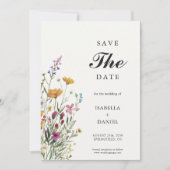Invitation Fleur sauvage Elegant Boho Enregistrer La Date (Devant)