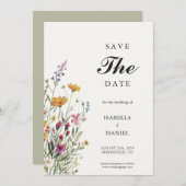 Invitation Fleur sauvage Elegant Boho Enregistrer La Date (Devant / Derrière)