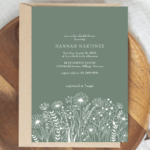 Invitation Fleur sauvage Elegant Boho Sage Fête des mariées v