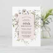 Invitation Fleur sauvage Élégant Botanique 60e anniversaire (Debout devant)