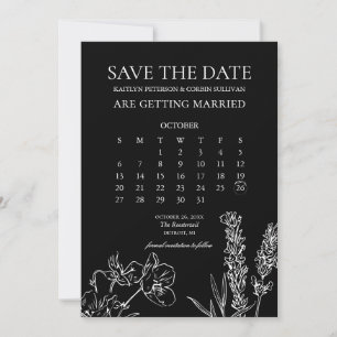 Invitation Fleur sauvage Élégant Calendrier Gothique Enregist