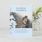 Invitation Fleur sauvage Elegant Dusty Blue Mariage photo (Debout devant)