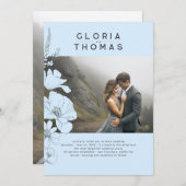 Invitation Fleur sauvage Elegant Dusty Blue Mariage photo (Devant / Derrière)