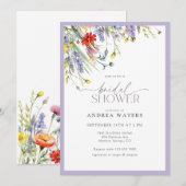 Invitation Fleur sauvage élégant | Fête des mariées aquarelle (Devant / Derrière)