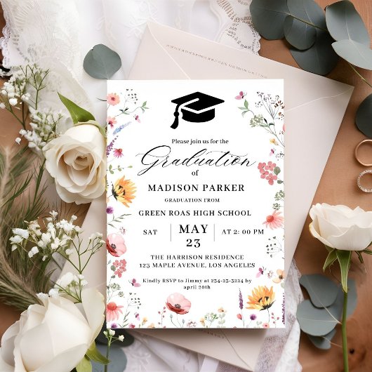 Invitation Fleur sauvage élégant Meadow Garden Graduation