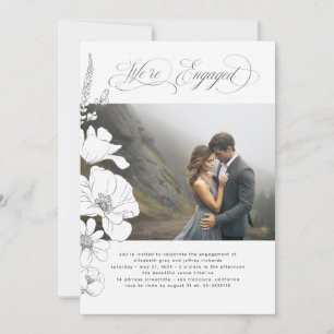 Invitation Fleur sauvage Elegant Modern Engagement Party Phot