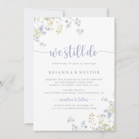 Invitation Fleur sauvage Élégant Nous Continuons À Vow Renouv (Devant)