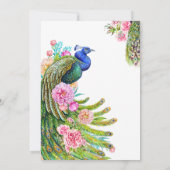 Invitation fleur sauvage élégant Peacock indien mariage fanta (Dos)
