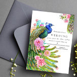 Invitation fleur sauvage élégant Peacock indien mariage fanta<br><div class="desc">Impressionnez vos invités avec cette élégante invitation de mariage avec l'élégante invitation Peacock Indian Wedding Green et rose,  Votre événement sur ce modèle facile à utiliser pour en faire une invitation unique.Faire-part de mariage indien DESIGN BLANC et vert POUR LE MEILLEUR MARIAGE,  GRAND design extraordinaire avec DESIGN INDIEN</div>