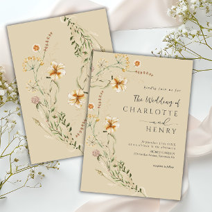 Invitation Fleur sauvage Élégant Simple Neutral Mariage