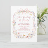 Invitation Fleur sauvage Elle sort de la douche de mariée  (Debout devant)